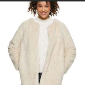Popsugar puffy cream boxy teddy coat